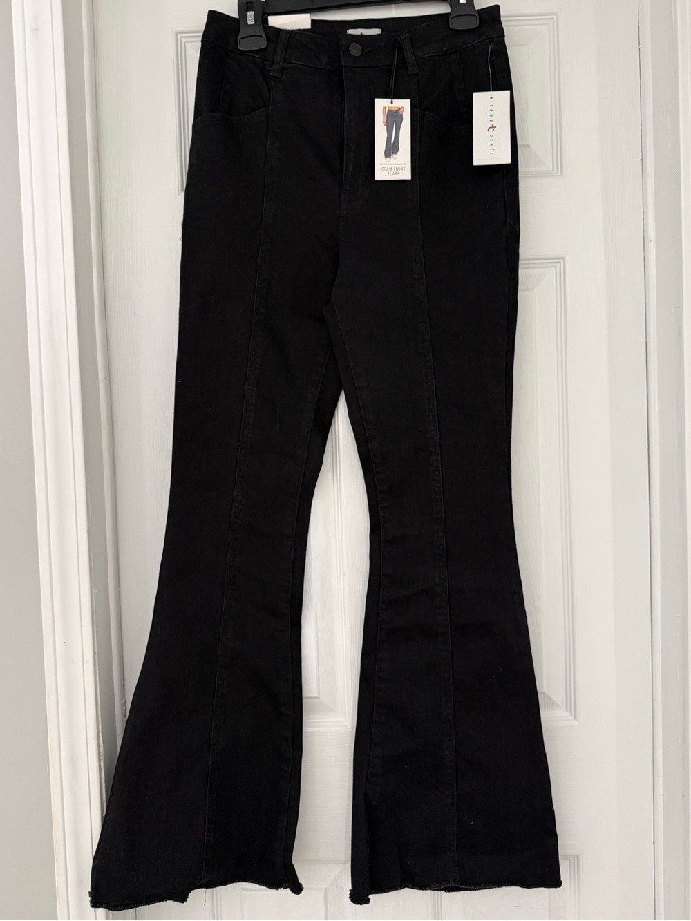 True Craft Black Seam-Front Flare Jeans